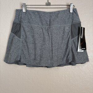 HEAD Fresh Mesh Skort NEW Womens Medium Waist Pocket Gray Pull On Golf Tennis
